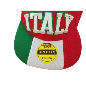 Italy Red, Embroidered Italy Logo Italy Flag Colors On Brim.